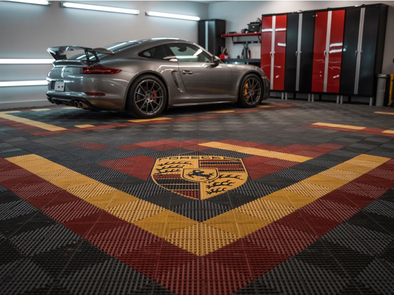 Custom garage garage flooring.