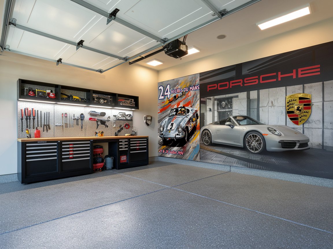 Garage upgrade mastery personalization with automotive artwork