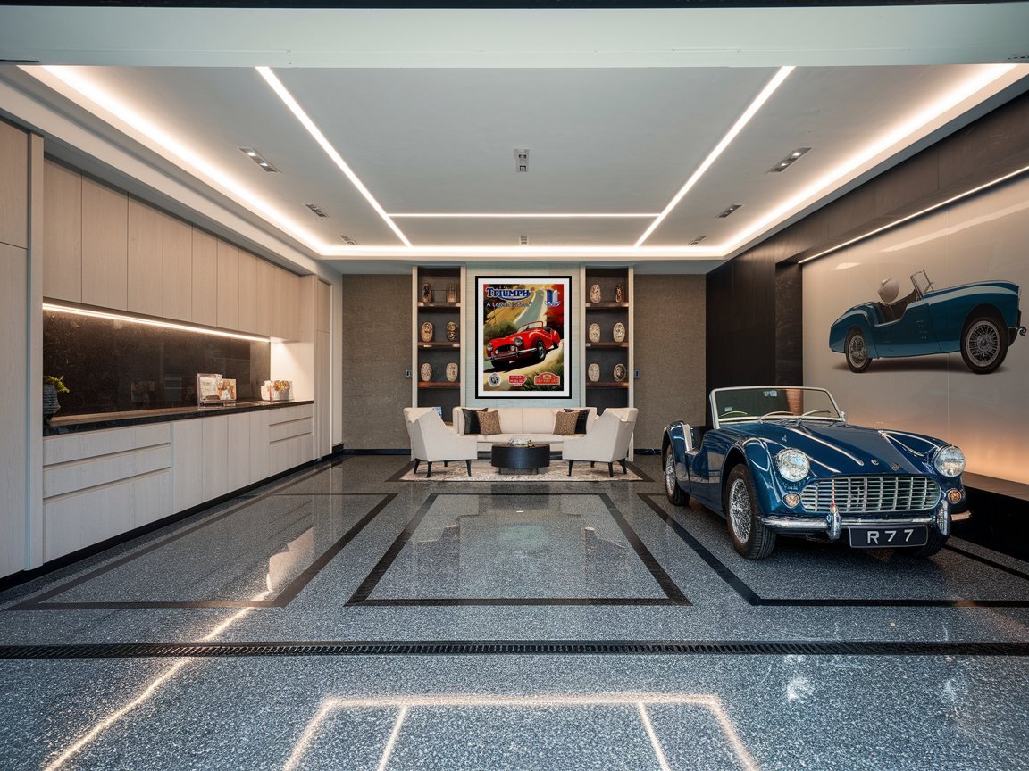 High-end garage with custom features