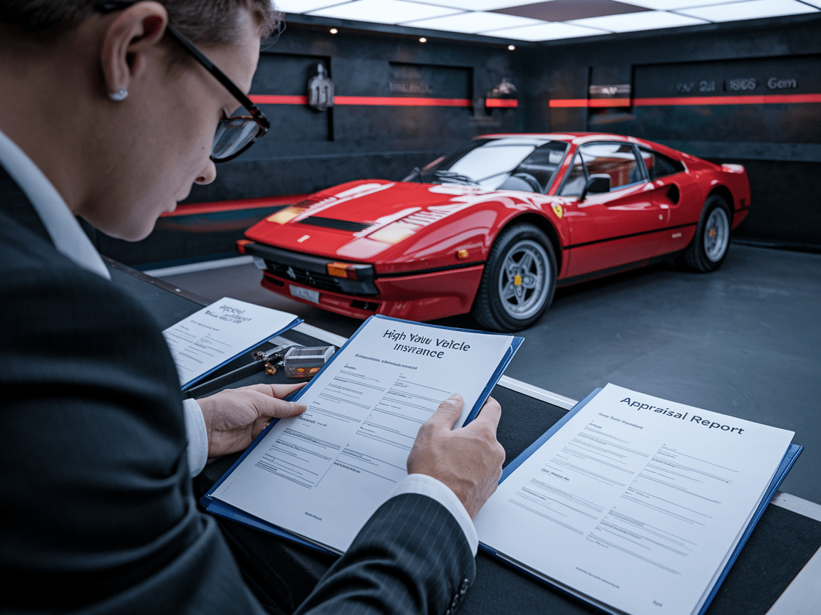 Insurance and appraisal documents – luxury vehicle garage protection