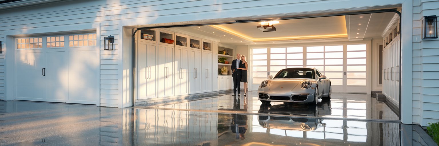 garage as a home asset - luxury modern garage with vehicle storage and cabinetry